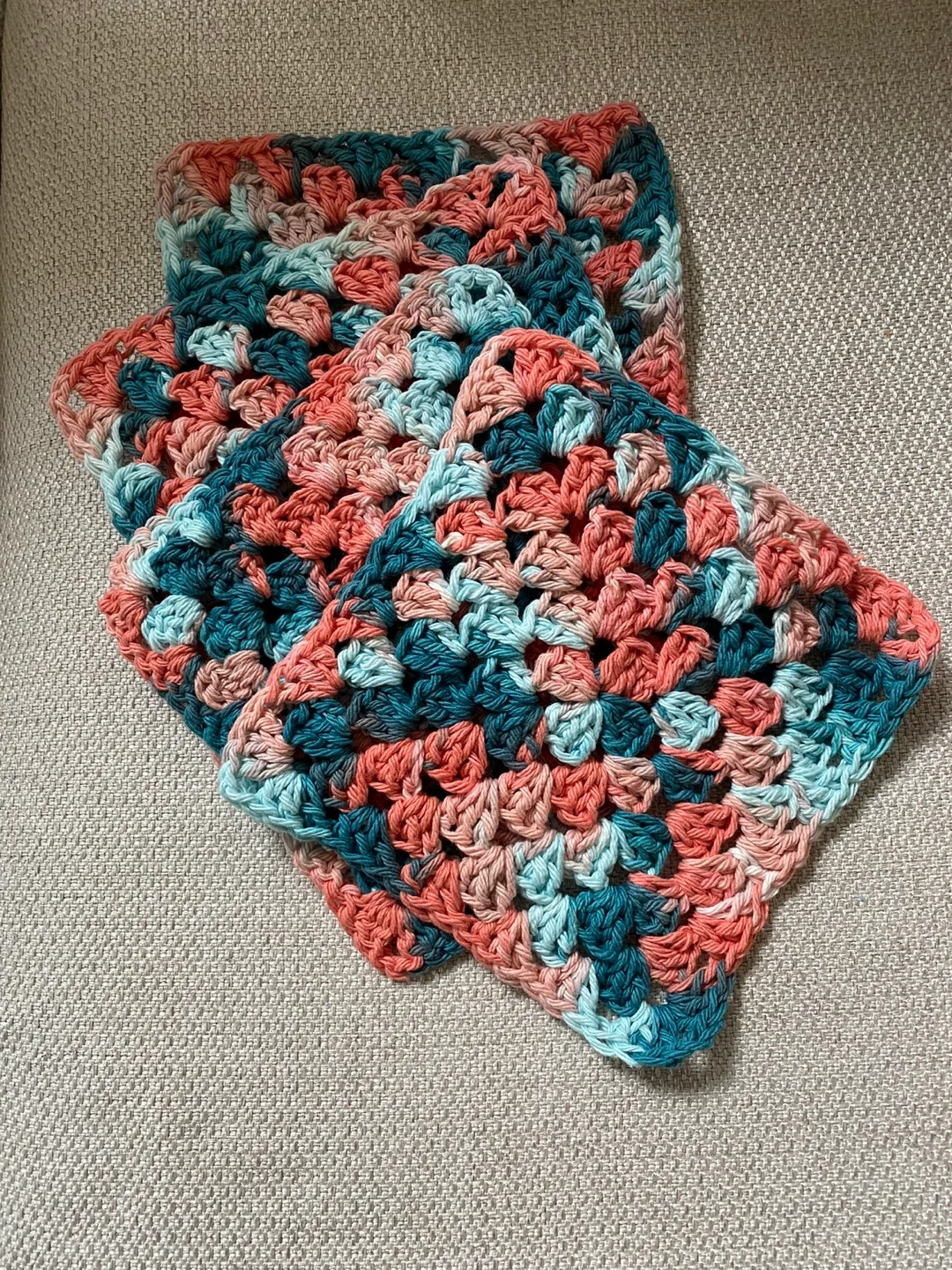 Set of Four Crochet Dishcloths with a bonus sponge thumbnail