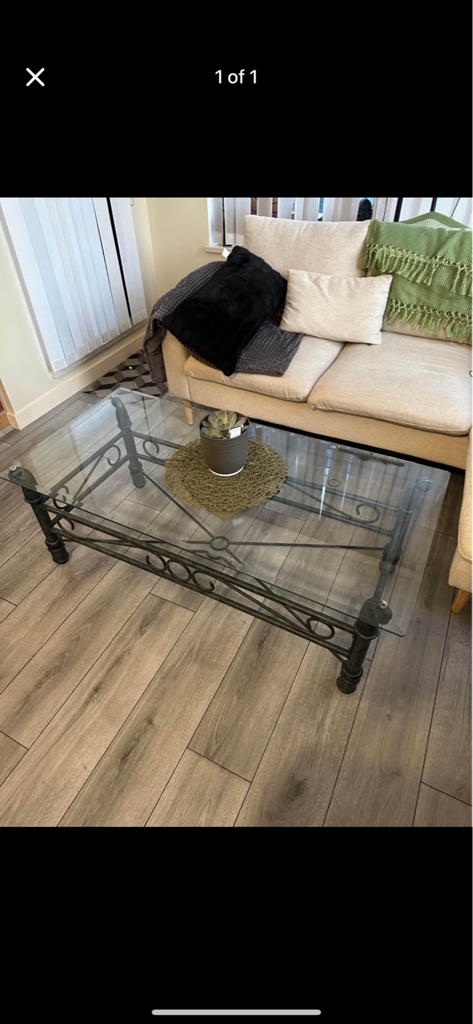 Glass-top Coffee Table with Metal Frame