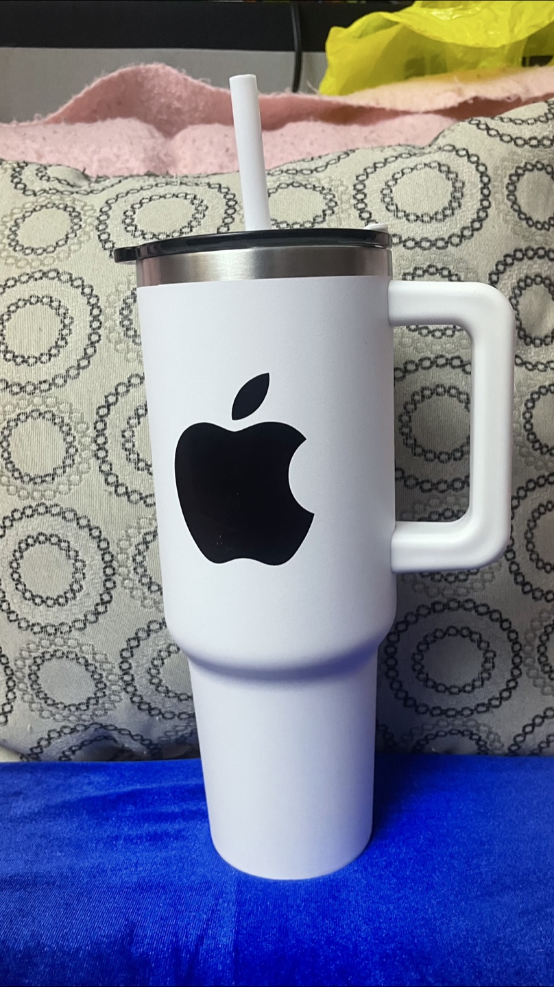 White Travel Mug with Apple Logo - photo 3