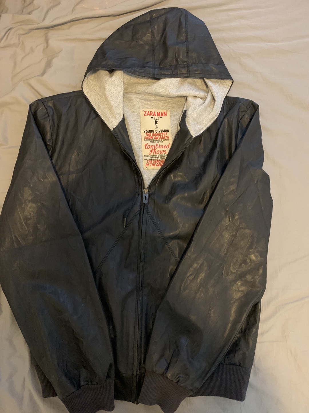 Zara Man Faux Leather Zip-Up Hoodie Jacket - photo 2