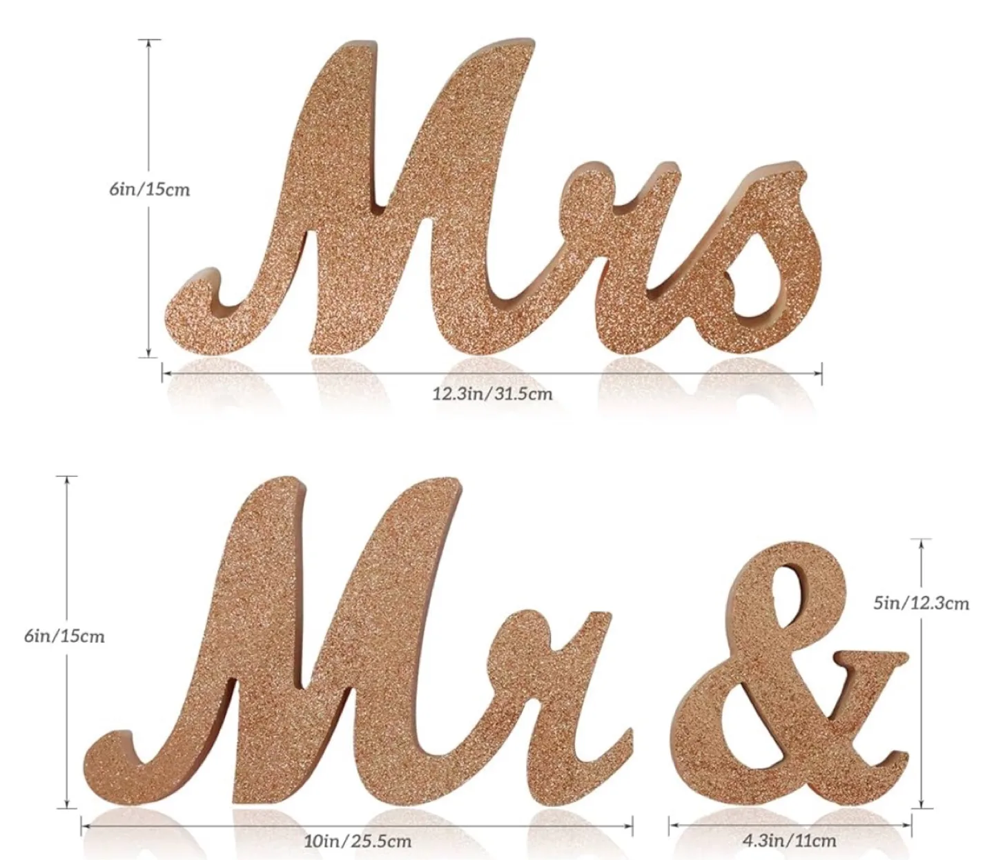 Rose Gold Glitter Mr & Mrs Wedding Sign image indicator(3)