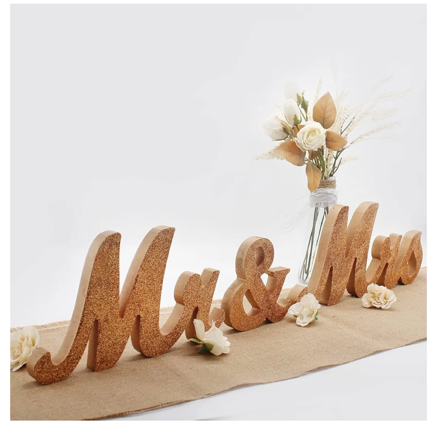Rose Gold Glitter Mr & Mrs Wedding Sign image indicator(4)
