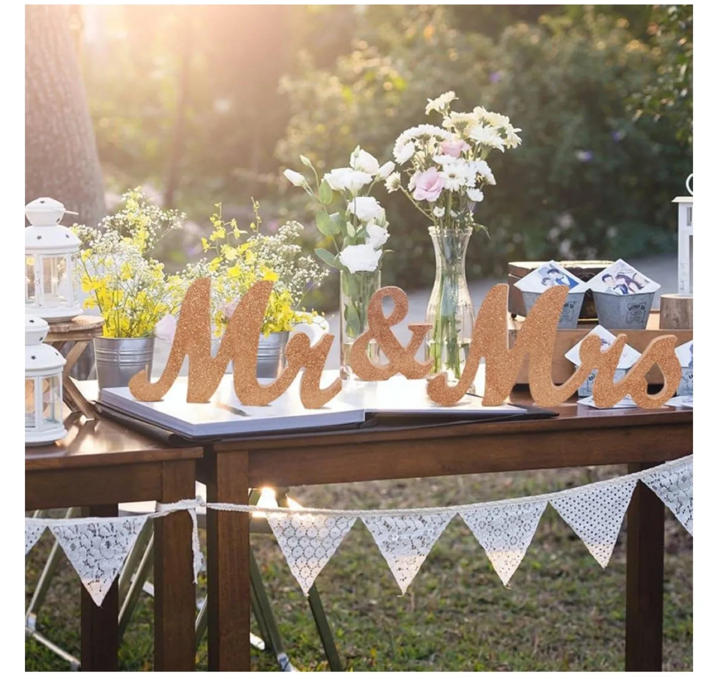 Rose Gold Glitter Mr & Mrs Wedding Sign image indicator(5)