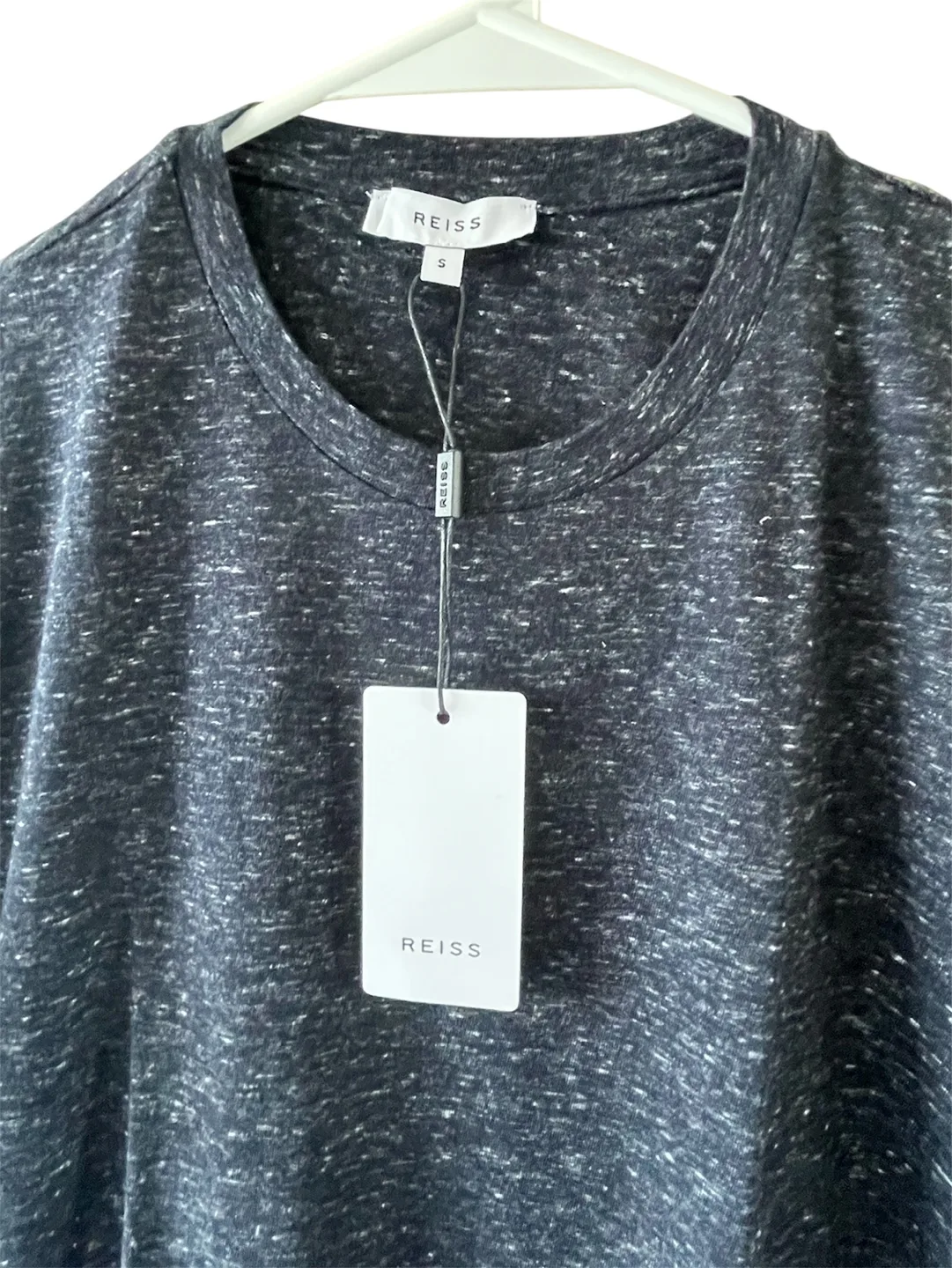 REISS Bless Marl Navy Melange Cotton Crew Neck T-shirt image indicator(3)