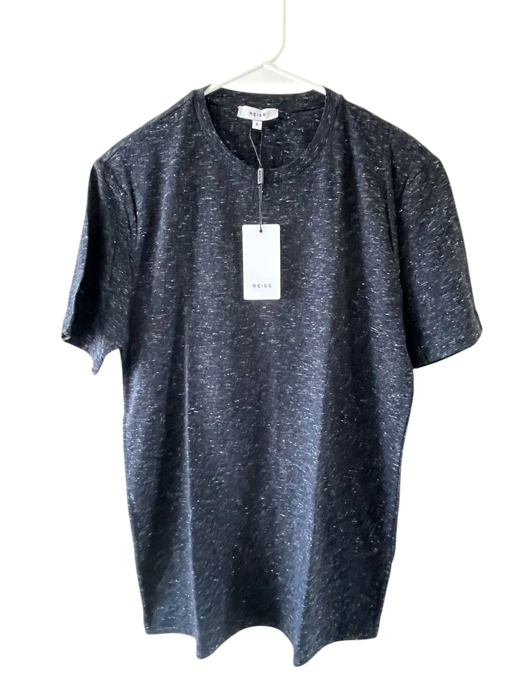 REISS Bless Marl Navy Melange Cotton Crew Neck T-shirt image indicator(2)