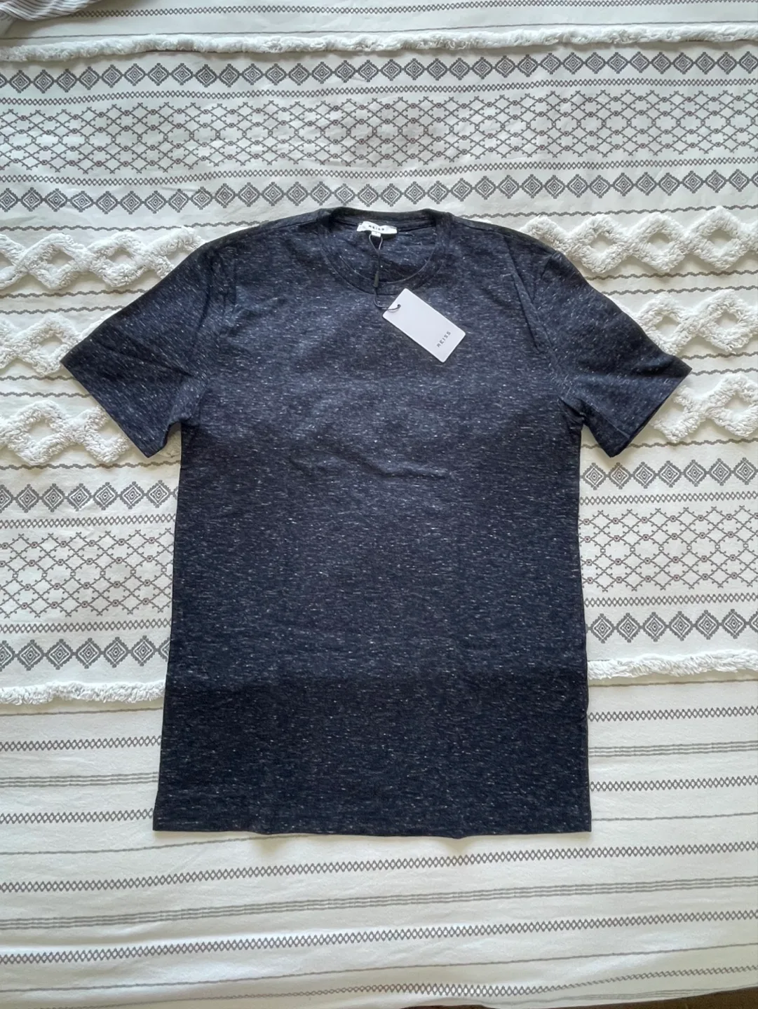 REISS Bless Marl Navy Melange Cotton Crew Neck T-shirt image indicator(5)