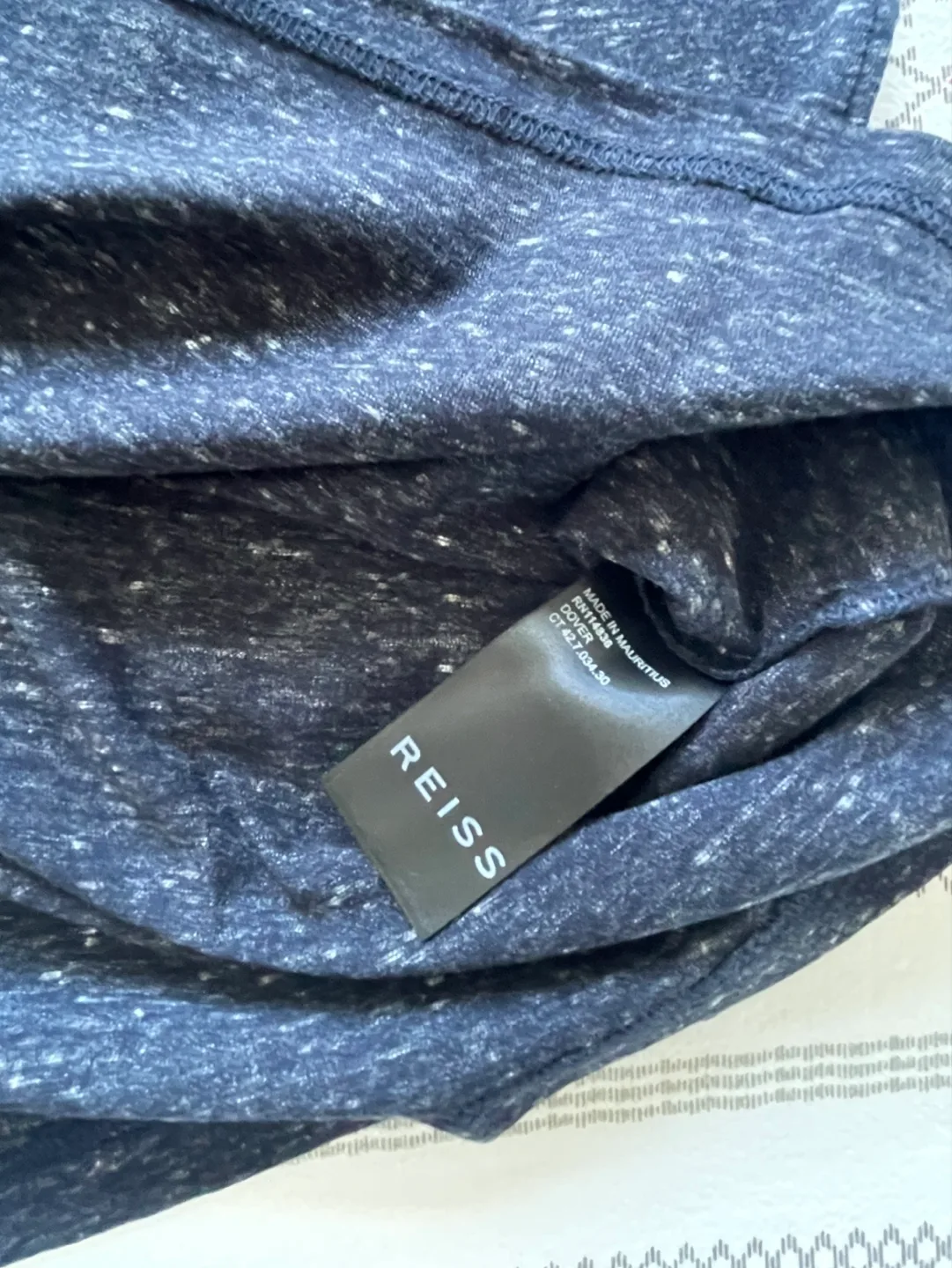 REISS Bless Marl Navy Melange Cotton Crew Neck T-shirt image indicator(8)