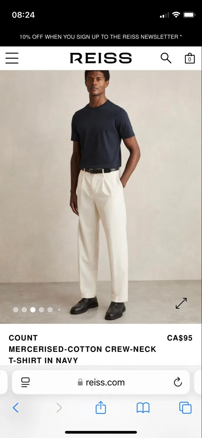 REISS Bless Marl Navy Melange Cotton Crew Neck T-shirt image indicator(4)