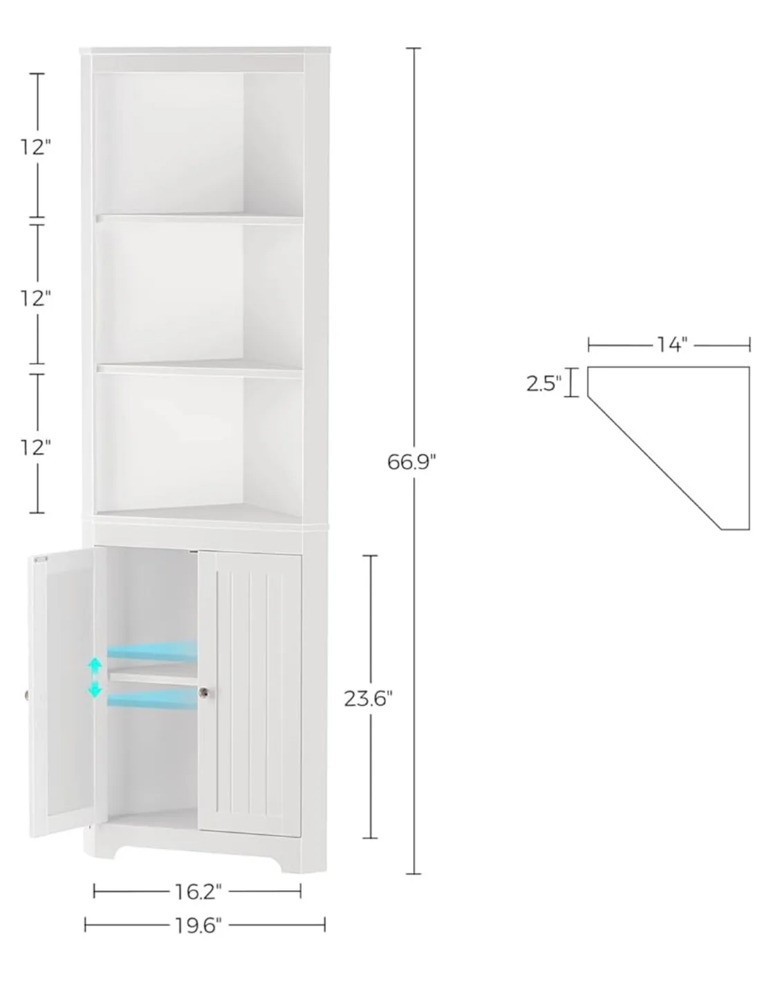 White Corner Cabinet with Shelves image indicator(5)