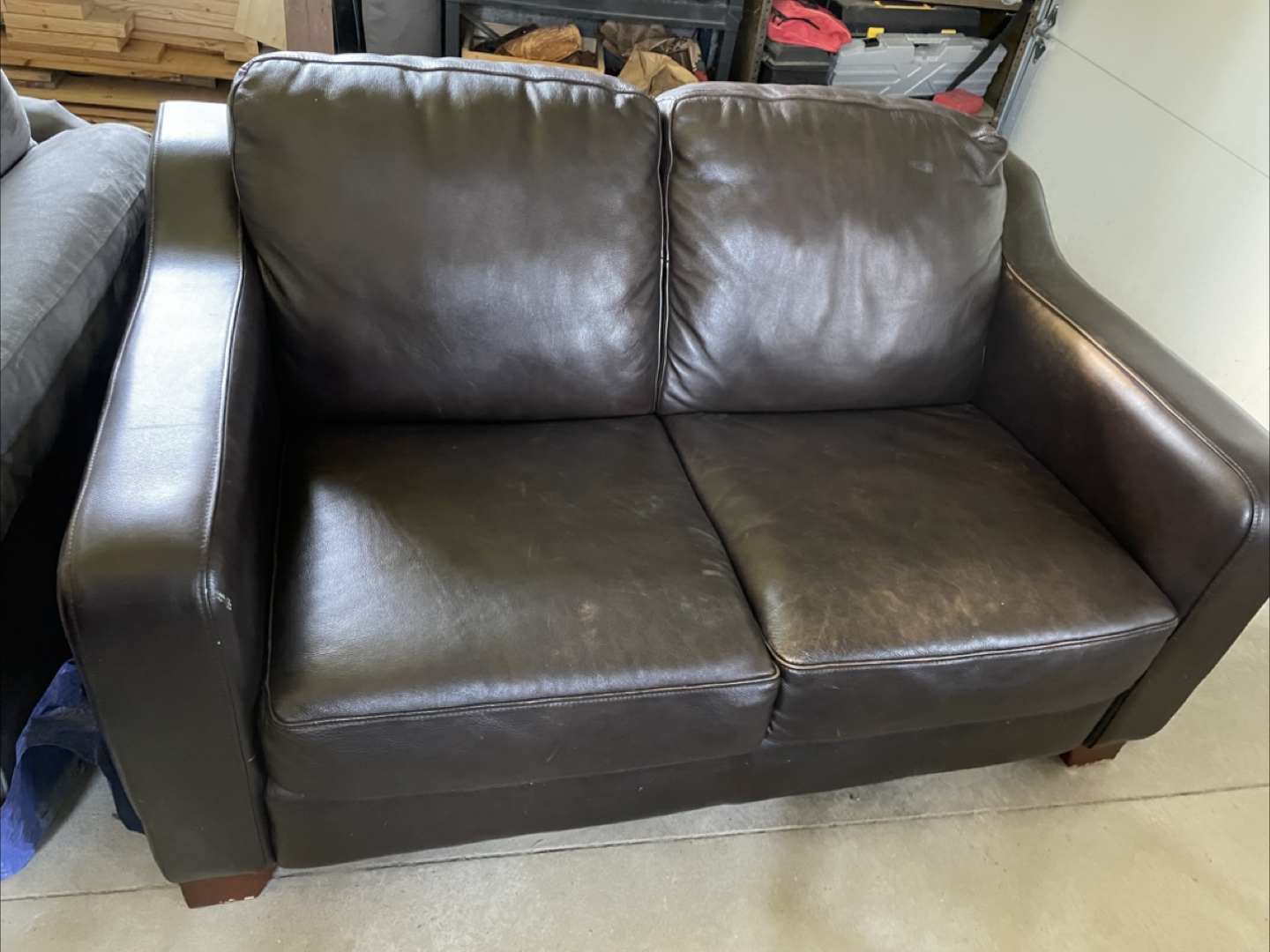 Brown Leather Sofa and Loveseat Set