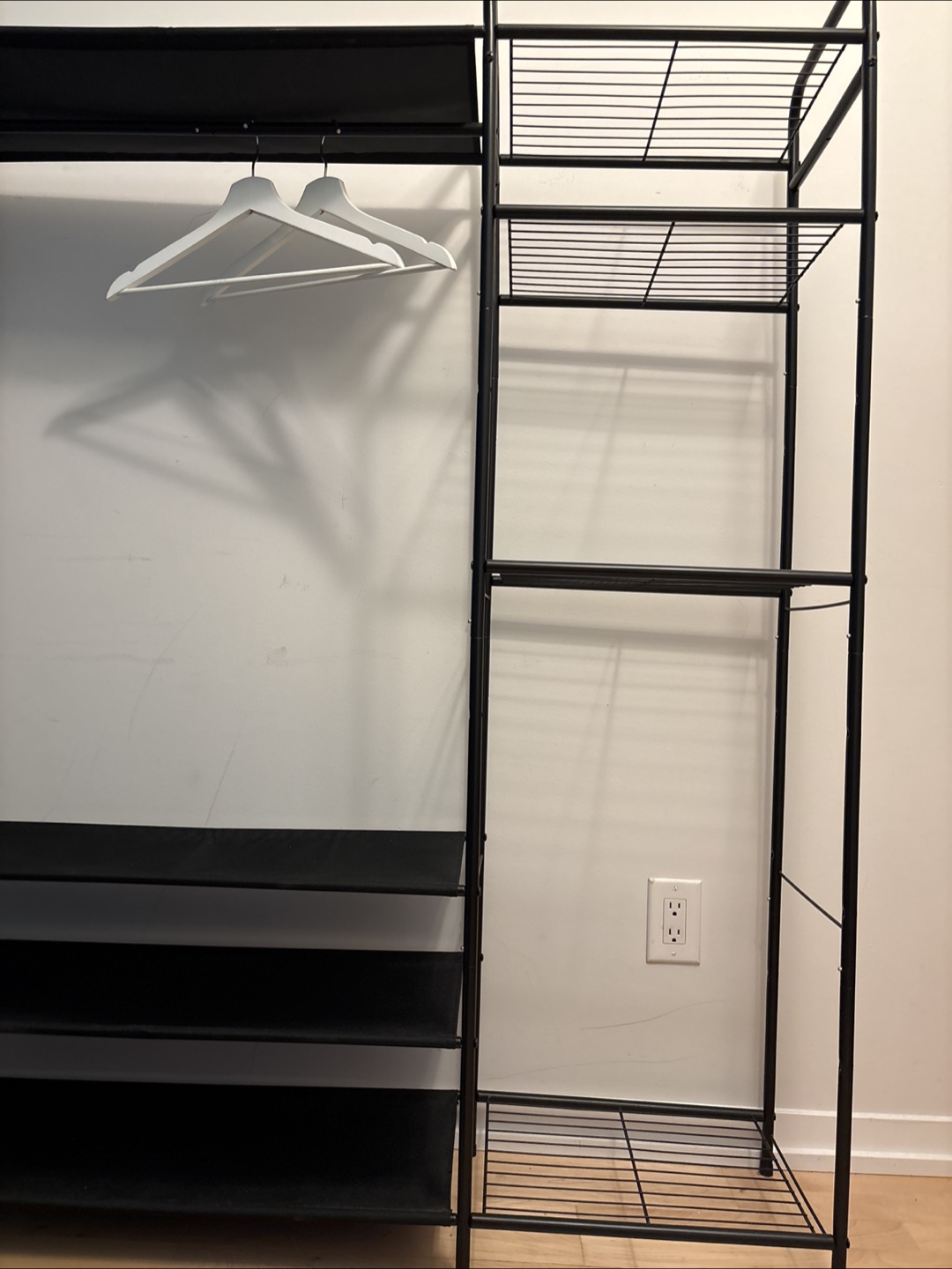 Black Metal Wardrobe Clothes Rack with Shoe Storage - photo 4