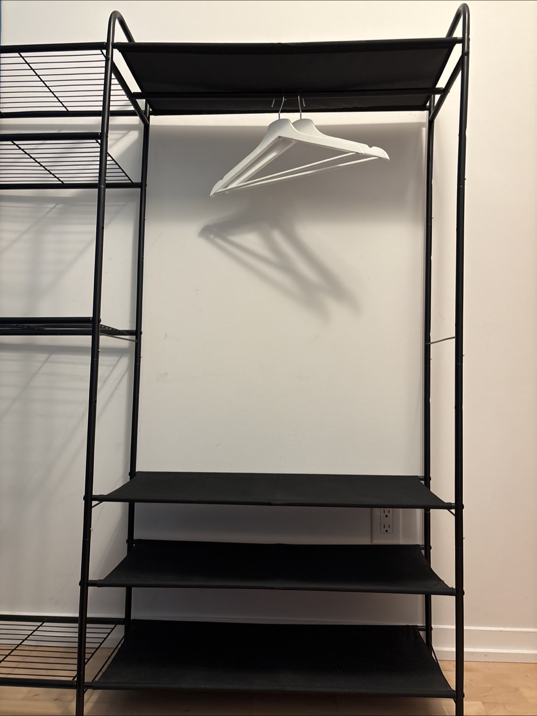 Black Metal Wardrobe Clothes Rack with Shoe Storage - photo 3