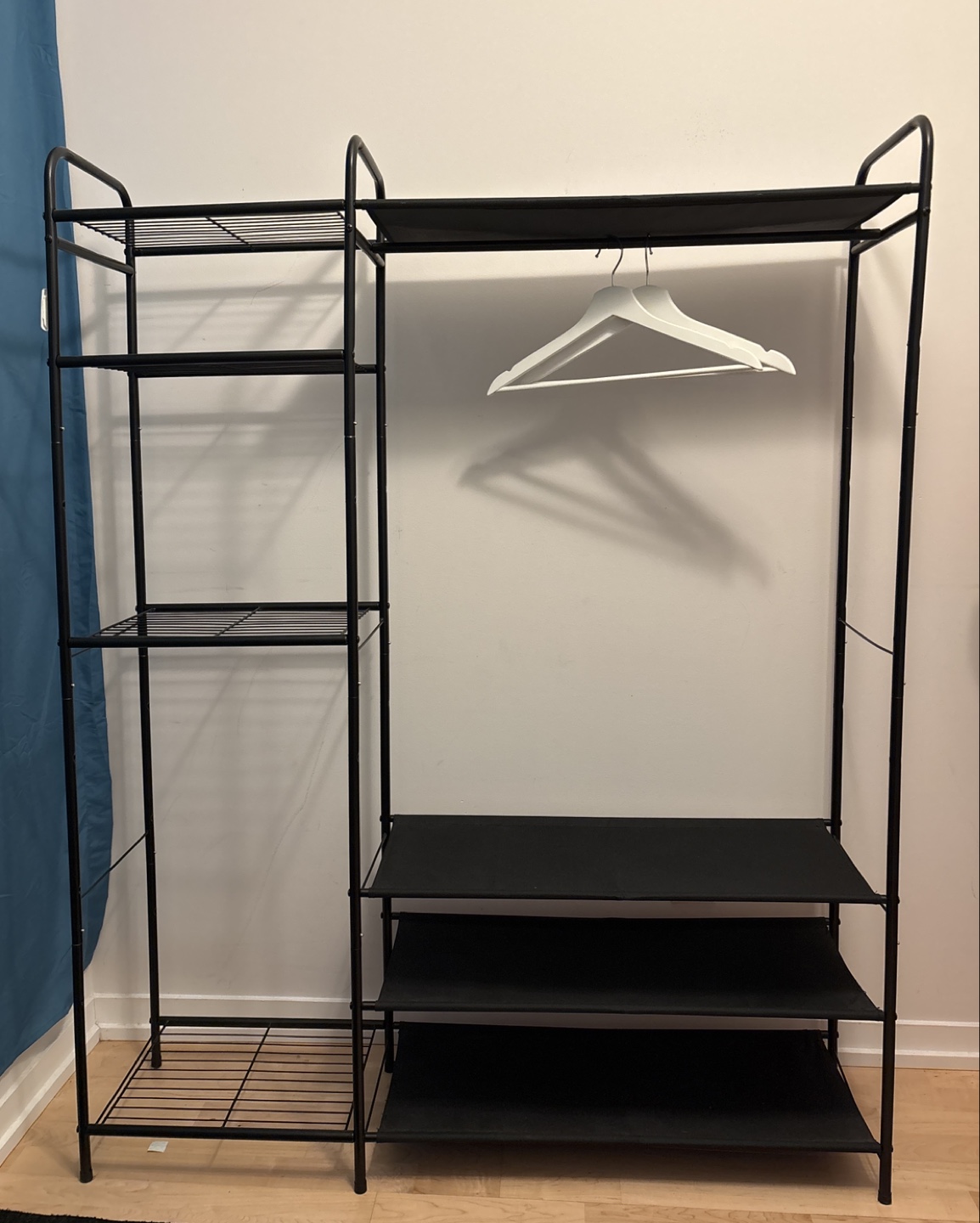 Black Metal Wardrobe Clothes Rack with Shoe Storage - photo 2