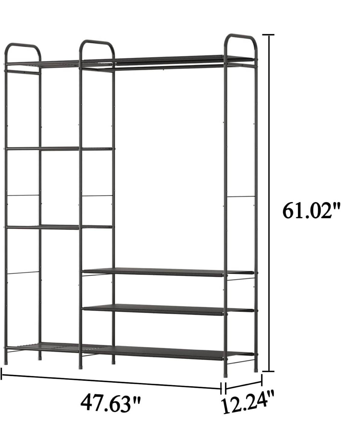 Black Metal Wardrobe Clothes Rack with Shoe Storage - photo 5