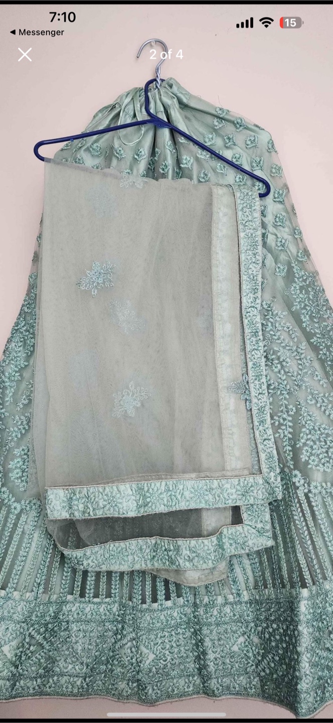 Beautiful sage green embroidered lehenga - photo 3