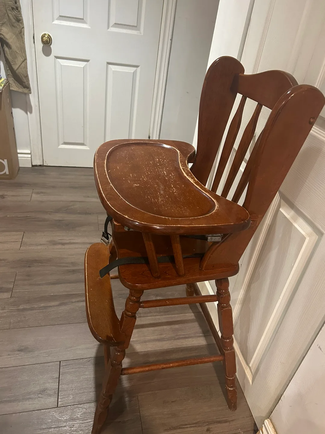 Vintage Wooden High Chair with Tray image indicator(2)