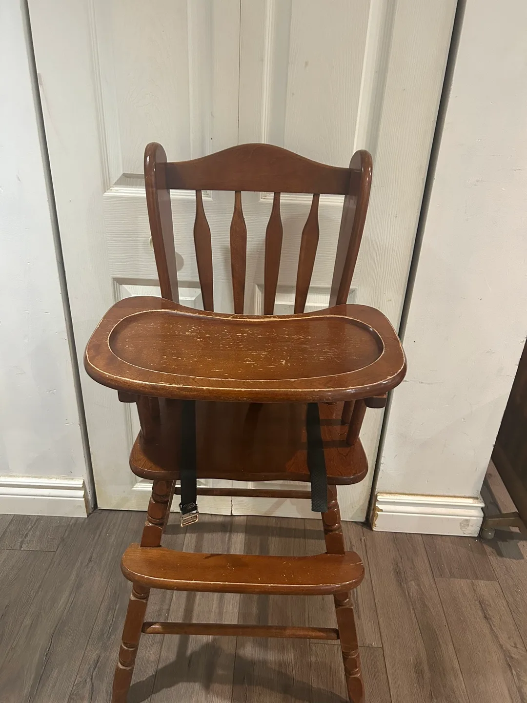 Vintage Wooden High Chair with Tray image indicator(3)