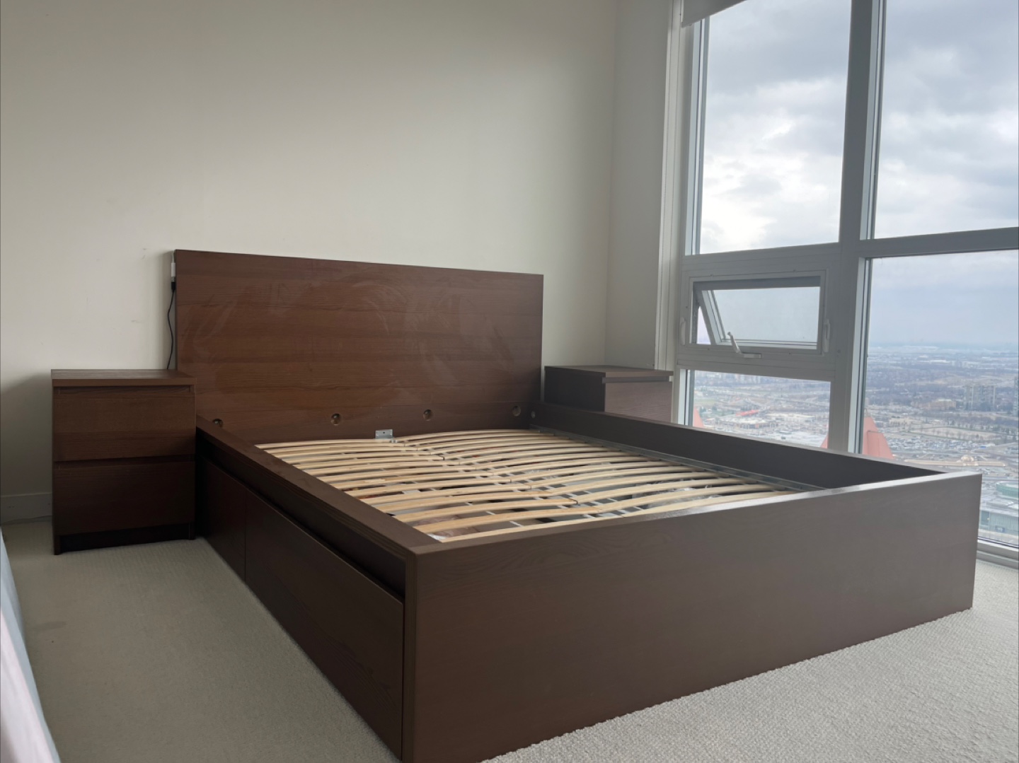 MALM Queen Bed Frame with 2 Nightstands