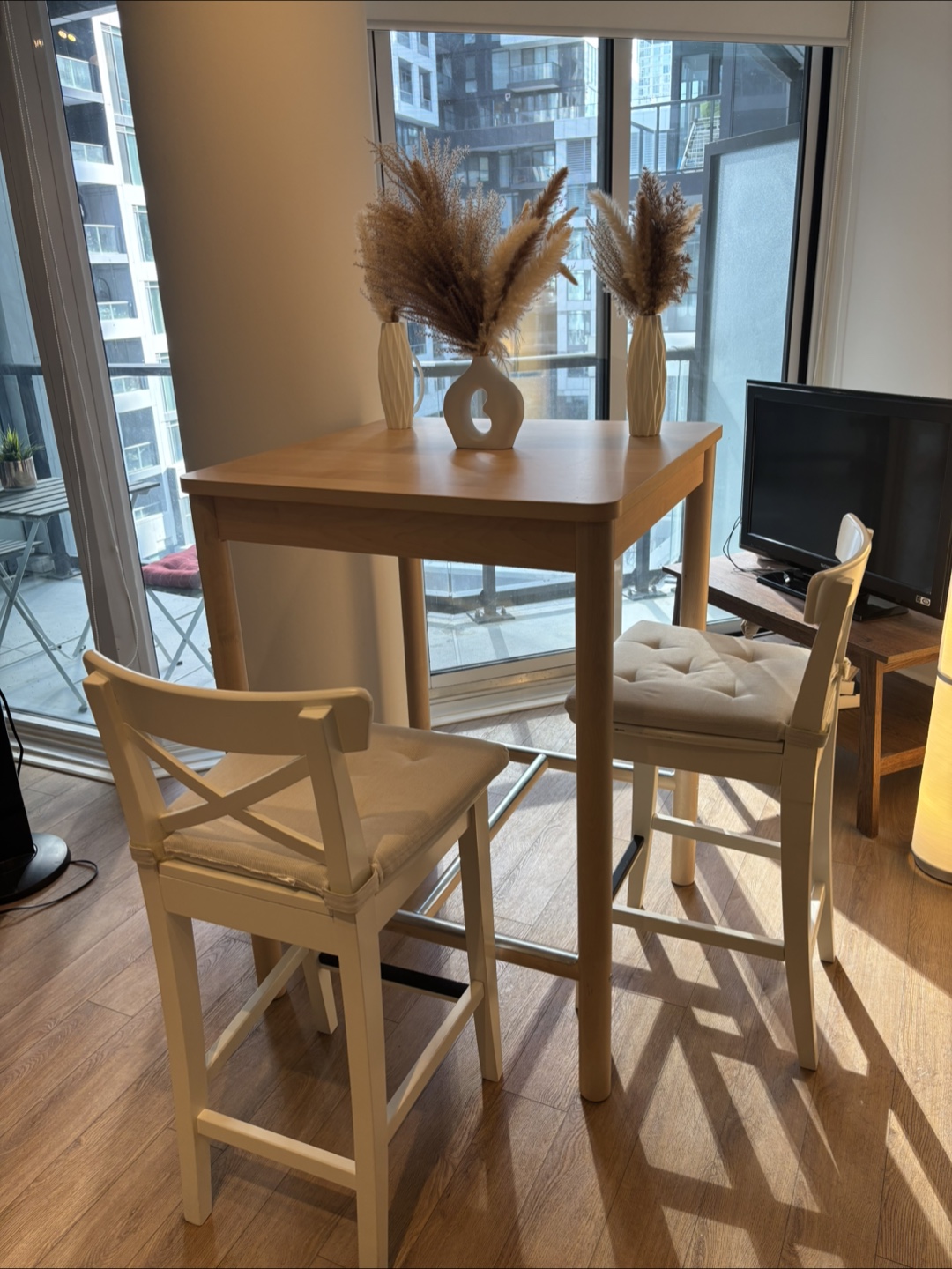 IKEA White Counter Height Chairs and Table Set