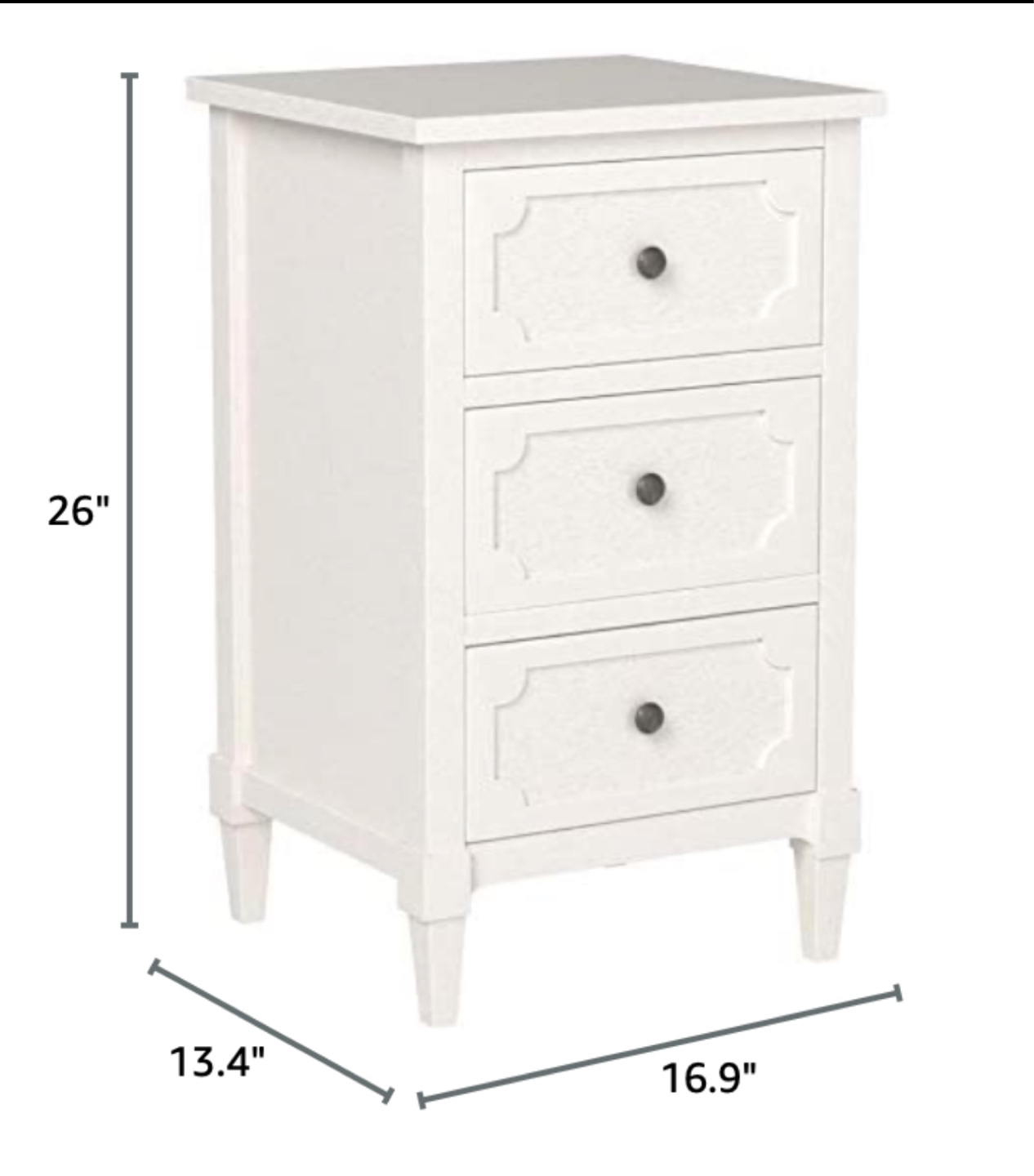 Pair of White 3-Drawer Nightstands with Gold Keyhole Hardware - photo 4