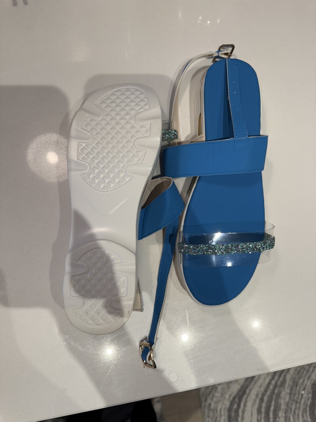 Blue Glitter Sandals