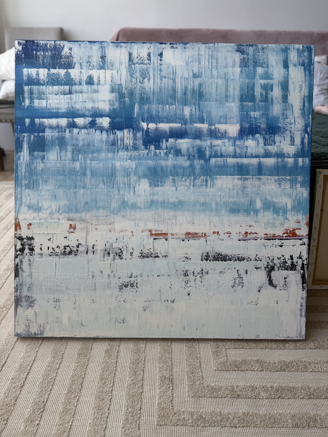Abstract Landscape Painting - Blue and White