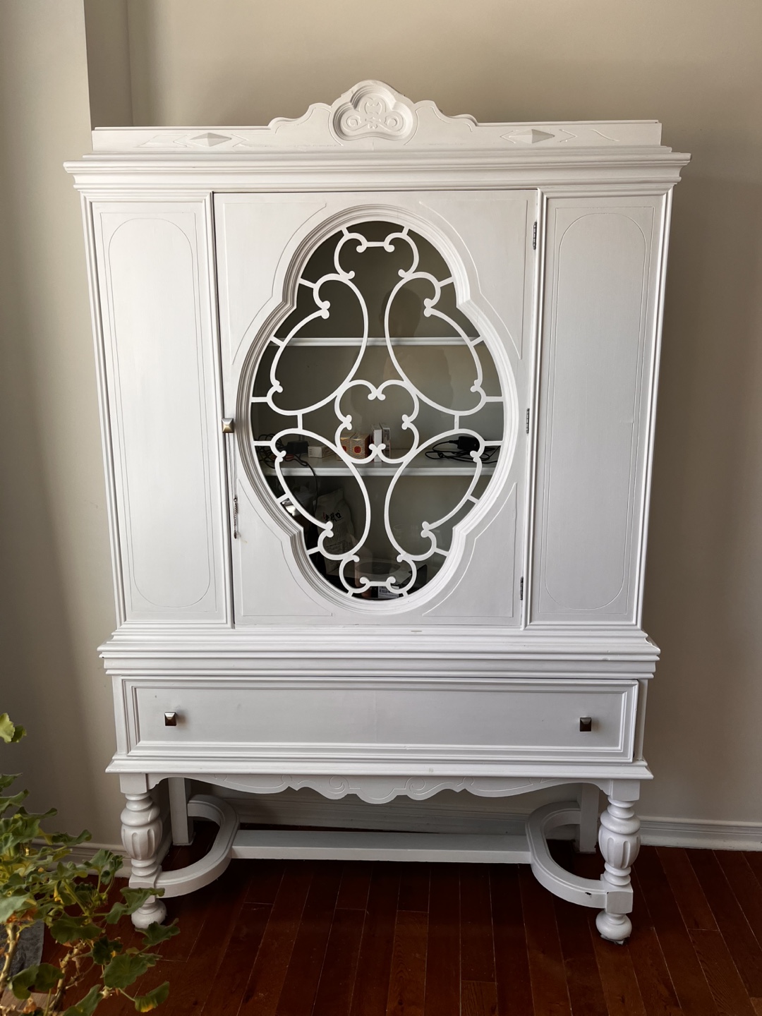 Vintage White China Cabinet