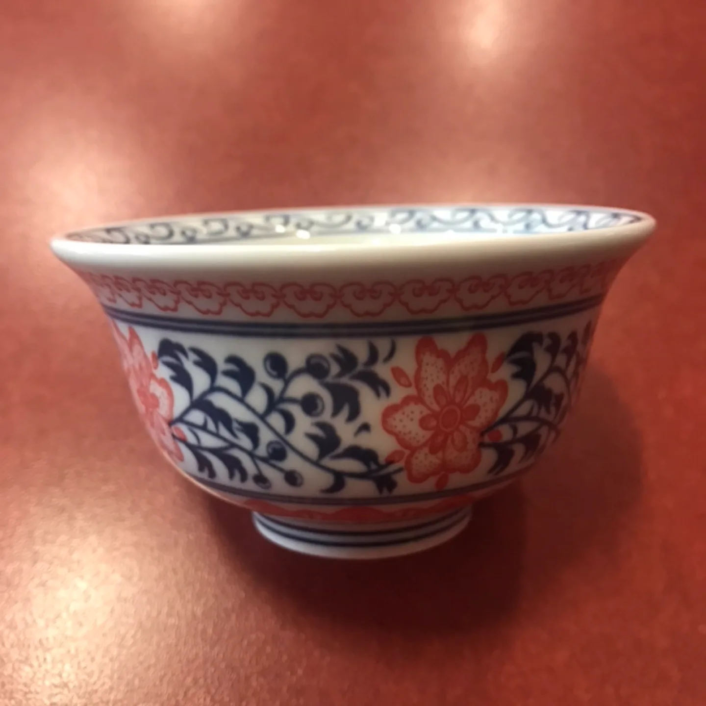 Small Porcelain Bowl with Blue and Red flowers thumbnail