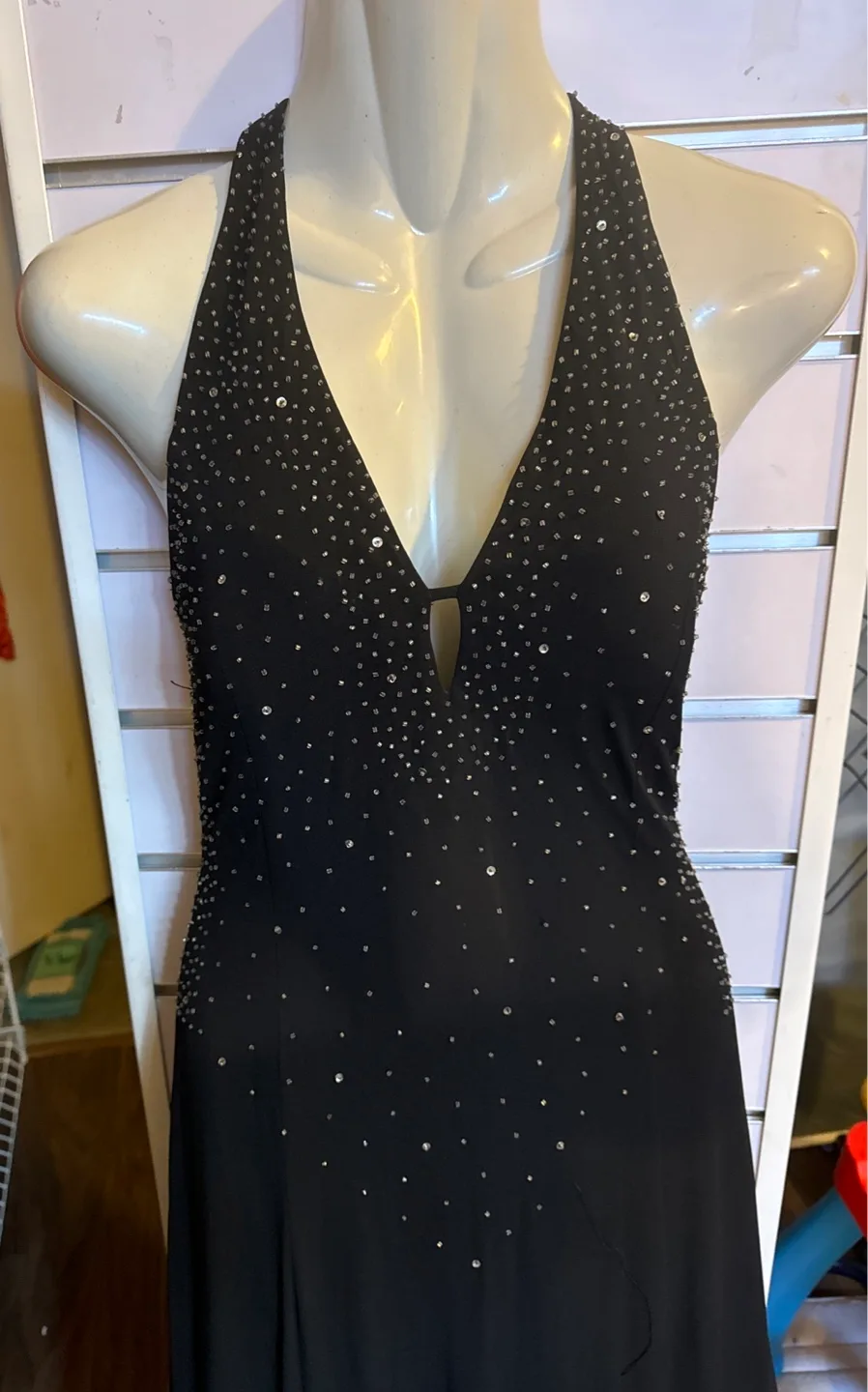 Sequined Black Halter Maxi Dress thumbnail