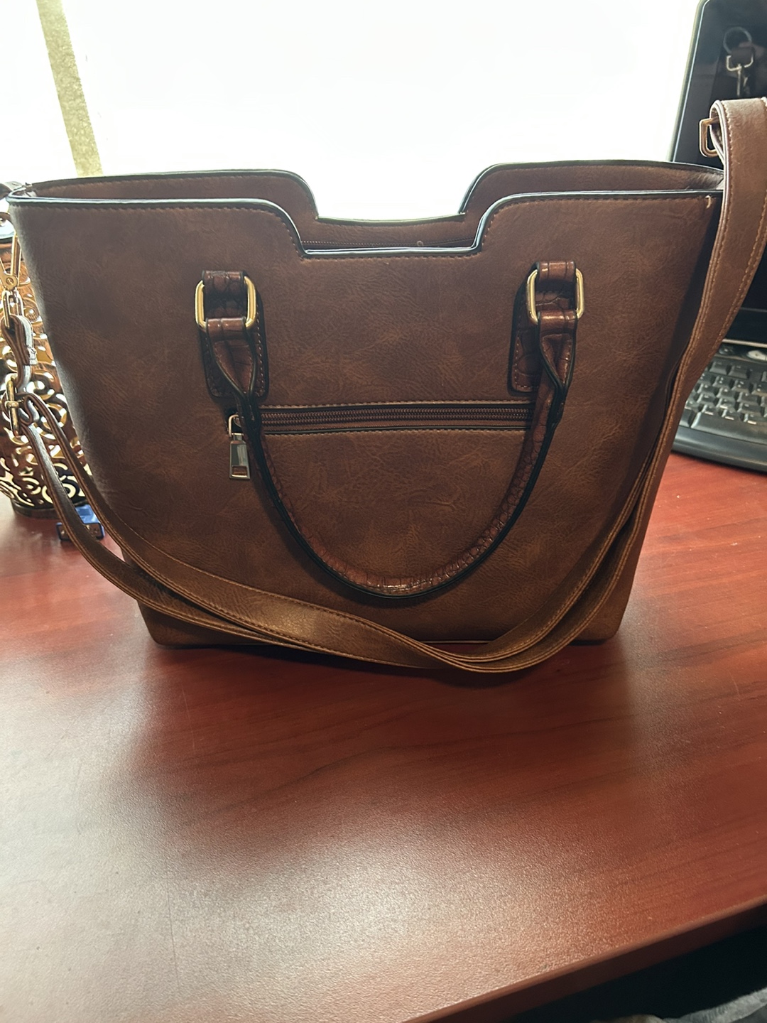 Brown Faux Leather Handbag Set - photo 3