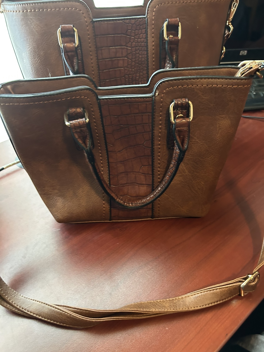 Brown Faux Leather Handbag Set - photo 5