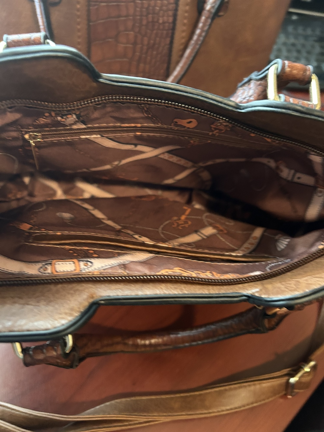 Brown Faux Leather Handbag Set - photo 2