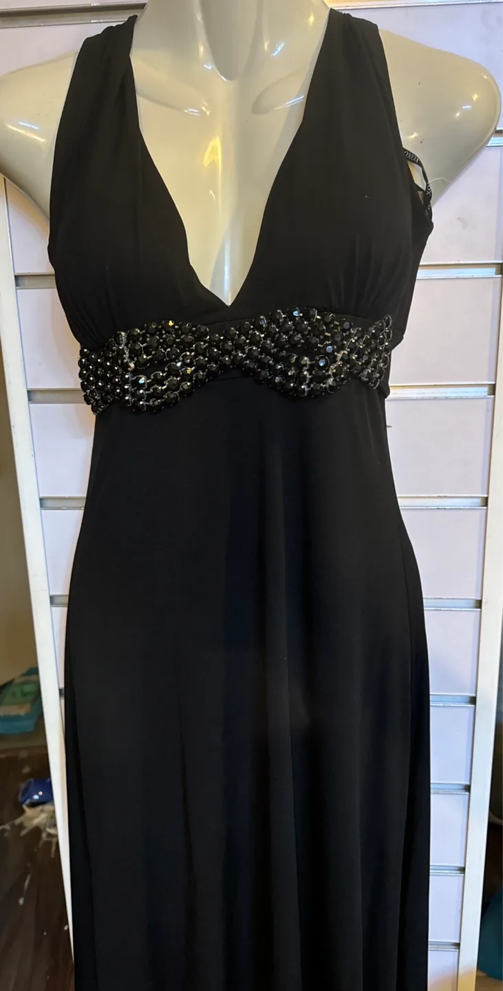 XOXO Black Beaded Maxi Dress Size Small thumbnail