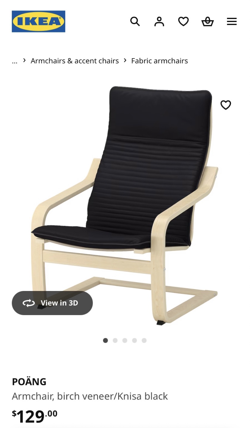 IKEA POÄNG Armchair - Birch Veneer/Knisa Black