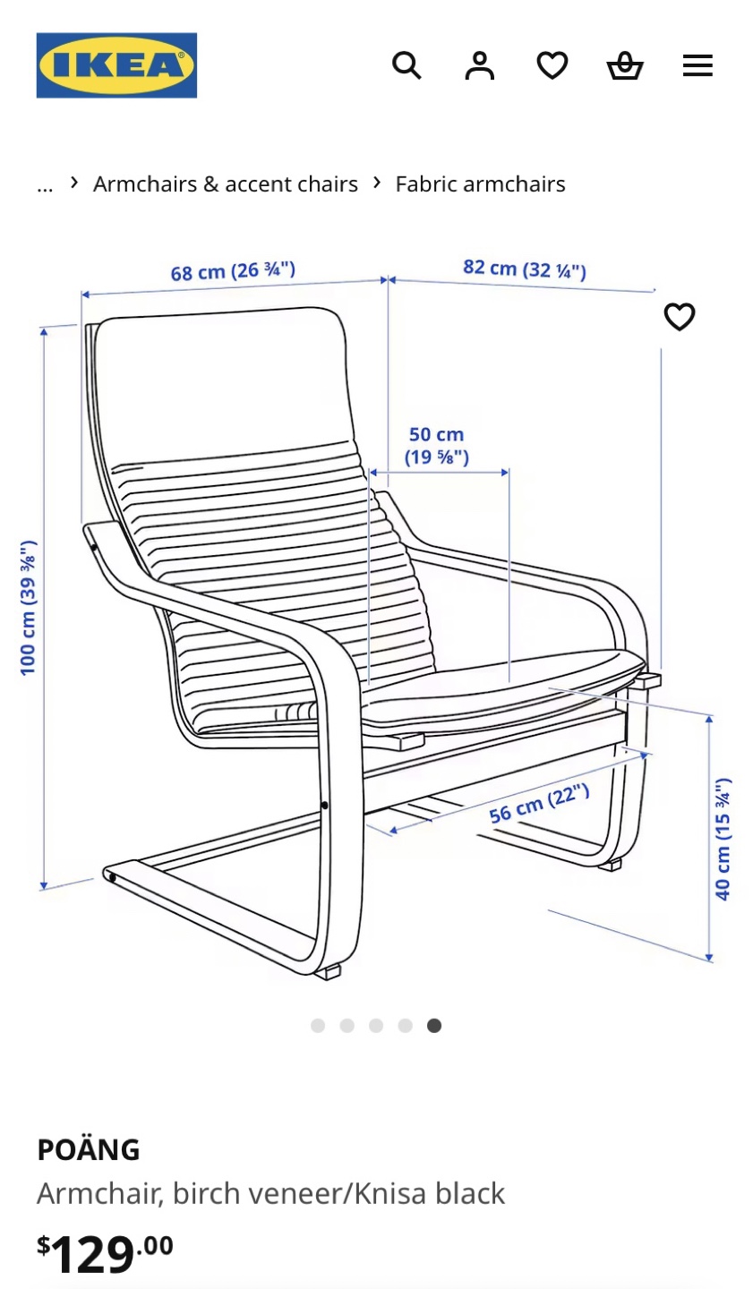 IKEA POÄNG Armchair - Birch Veneer/Knisa Black - photo 2