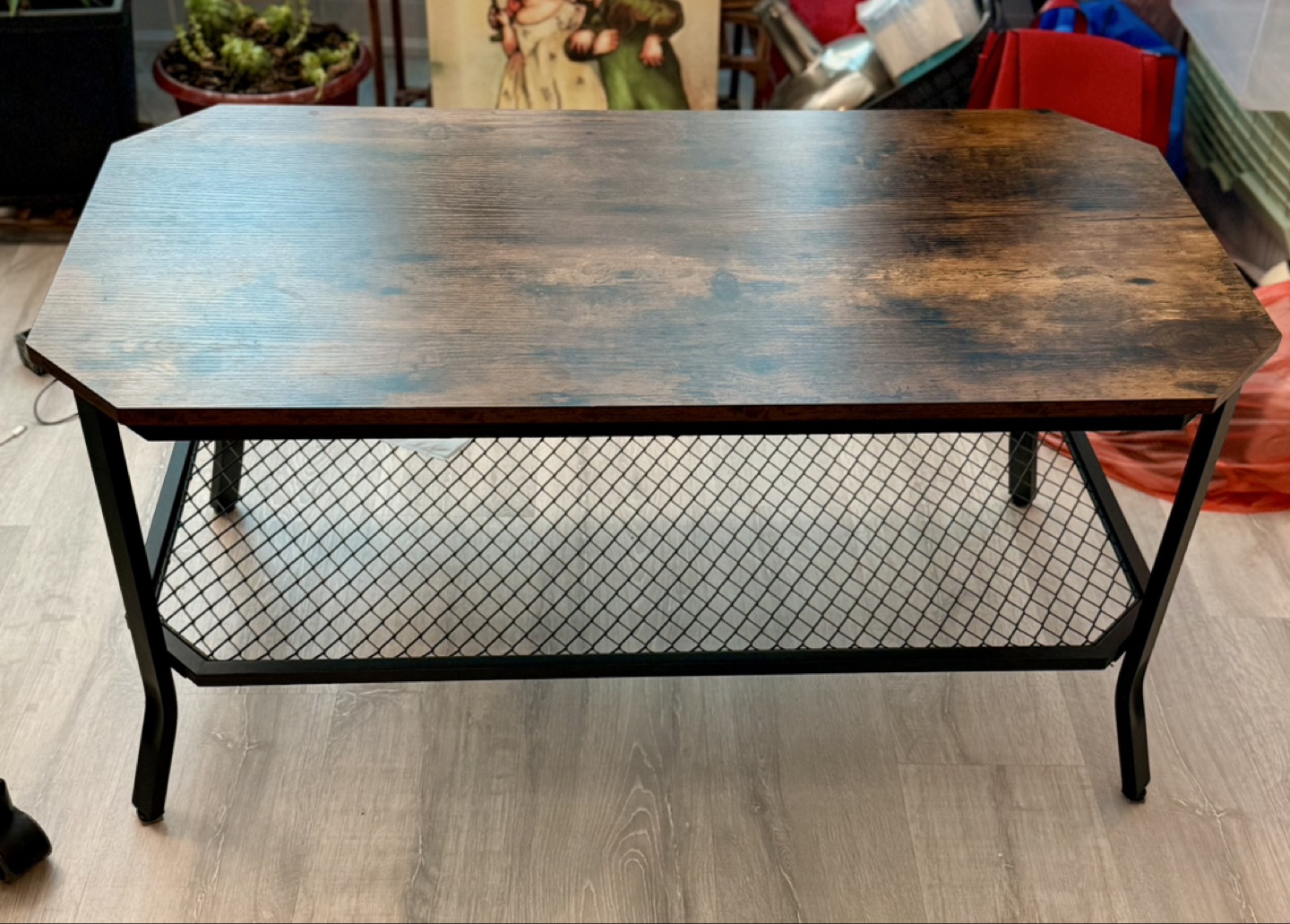Ikea: Industrial Style Coffee Table with Metal Shelf - photo 2