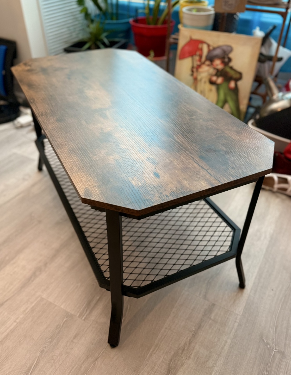 Ikea: Industrial Style Coffee Table with Metal Shelf - photo 3