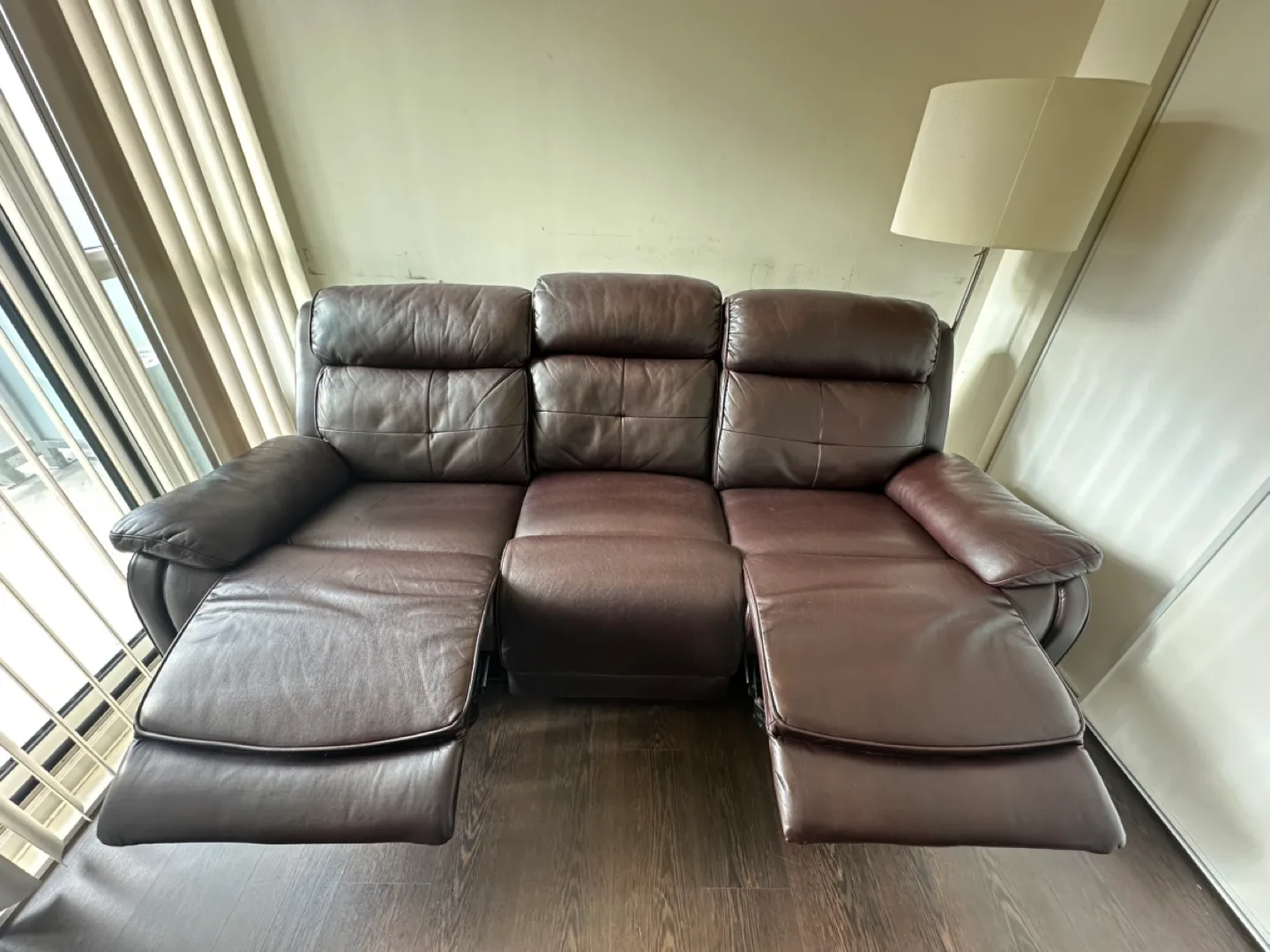 Brown Leather Reclining Sofa image indicator(3)