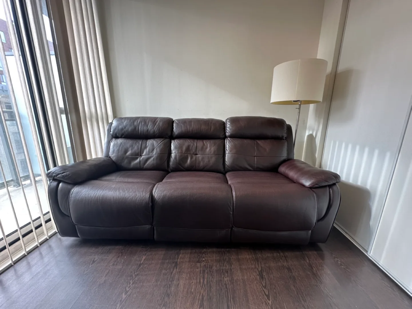 Brown Leather Reclining Sofa image indicator(2)