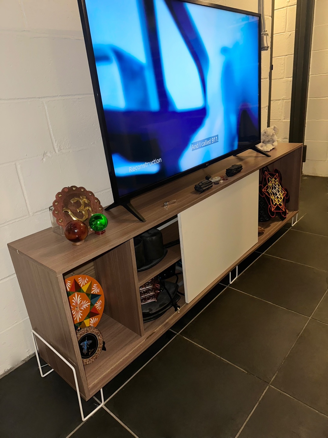 Modern TV Stand with White Door