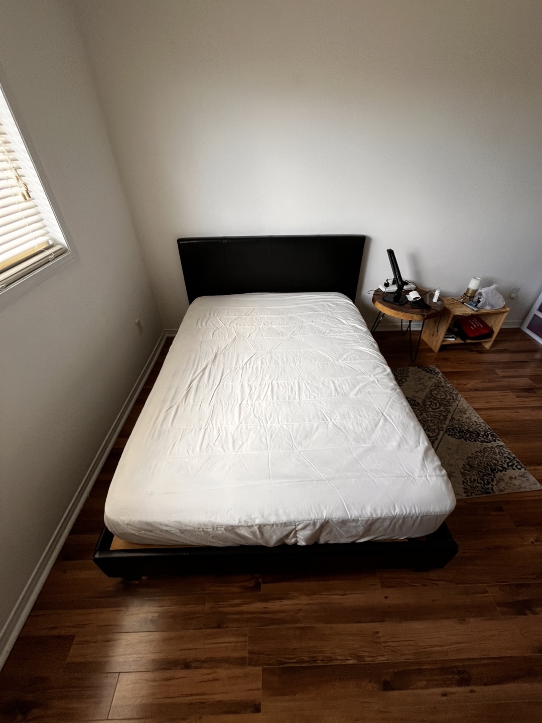 Black Double Bed Frame with mattress