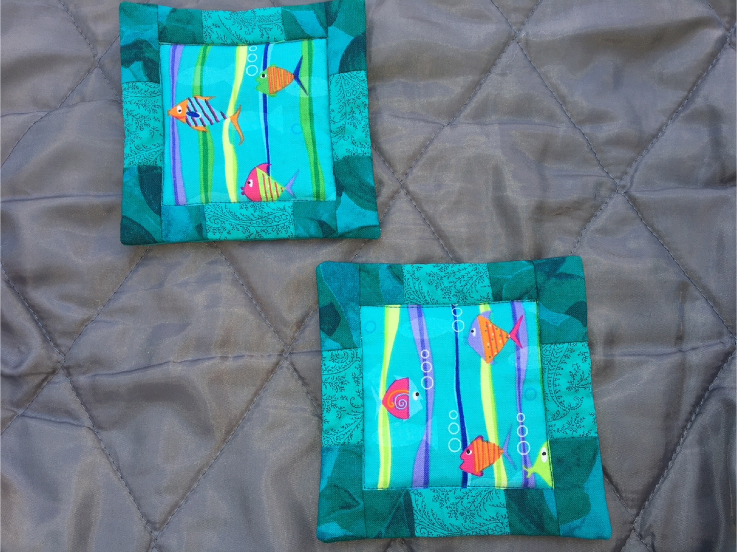 Handmade Quilted Coasters Set of Two - Ocean Theme - photo 2