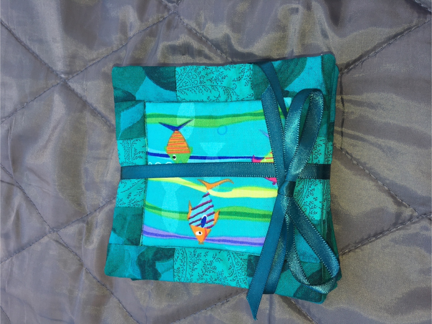 Handmade Quilted Coasters Set of Two - Ocean Theme