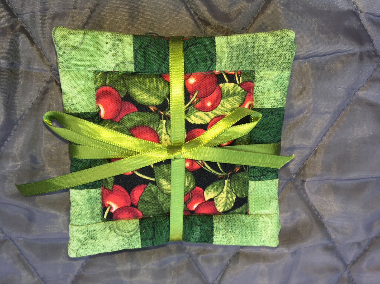 Handmade Cherry Print Coasters - Set of Two - photo 2