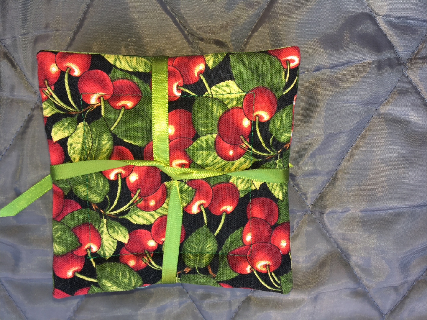 Handmade Cherry Print Coasters - Set of Two - photo 3