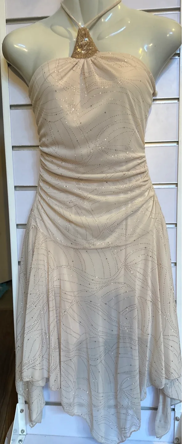 Taboo Women's Size Small Beige Halter Dress thumbnail