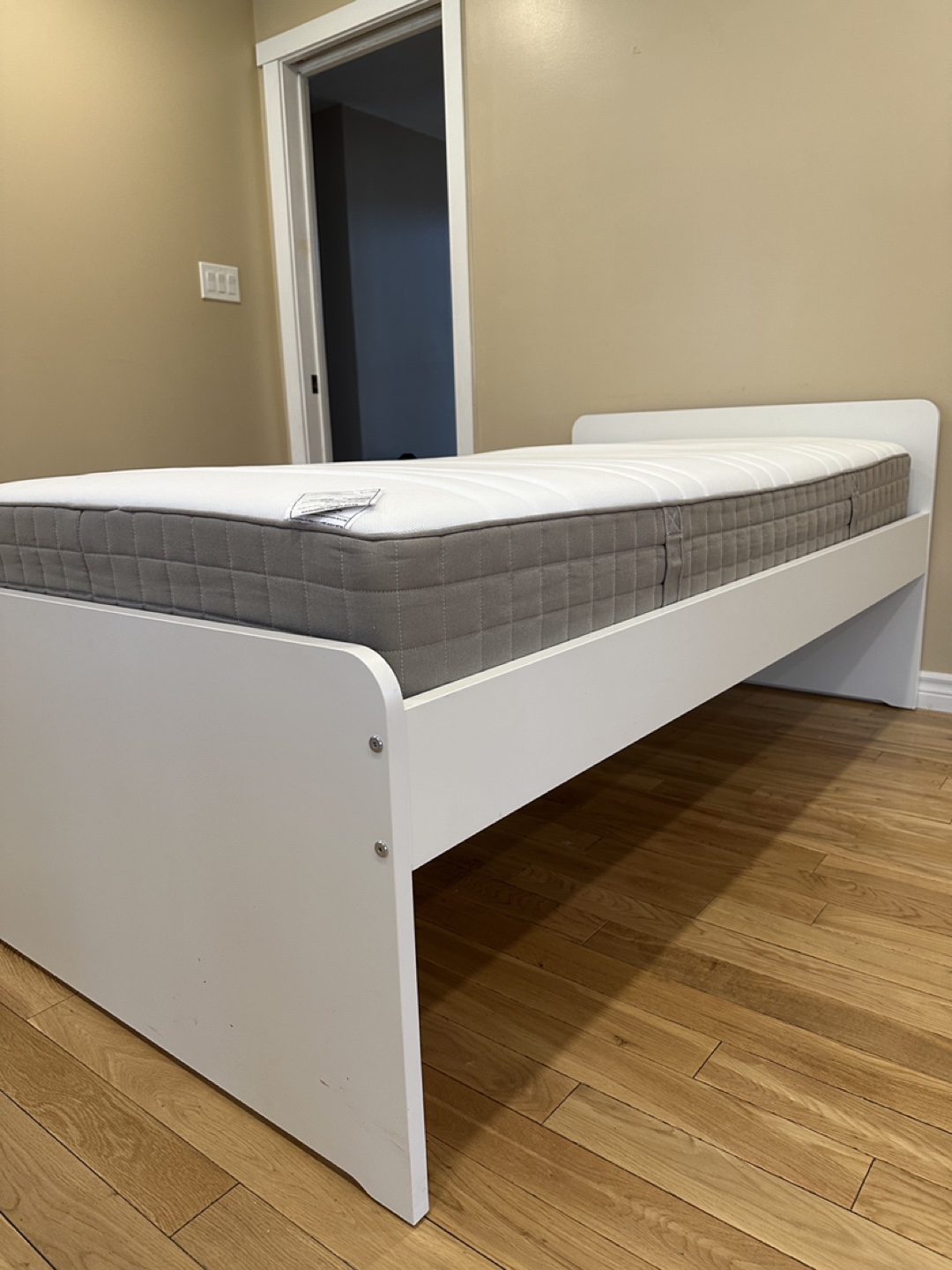 Pristine White IKEA SLAKT Twin Bed with Mattress (CAN DELIVER) - photo 3