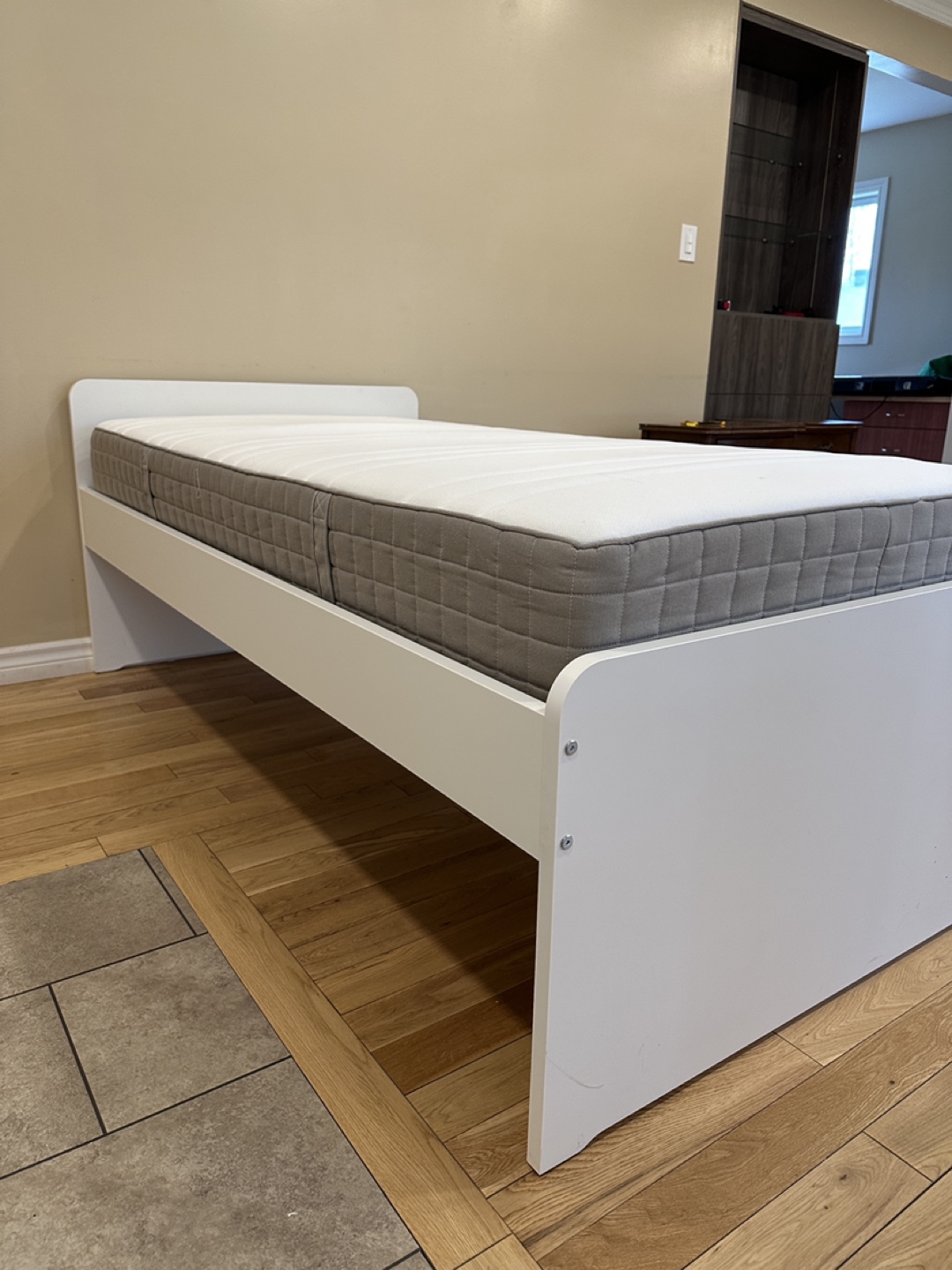 Pristine White IKEA SLAKT Twin Bed with Mattress (CAN DELIVER) - photo 2