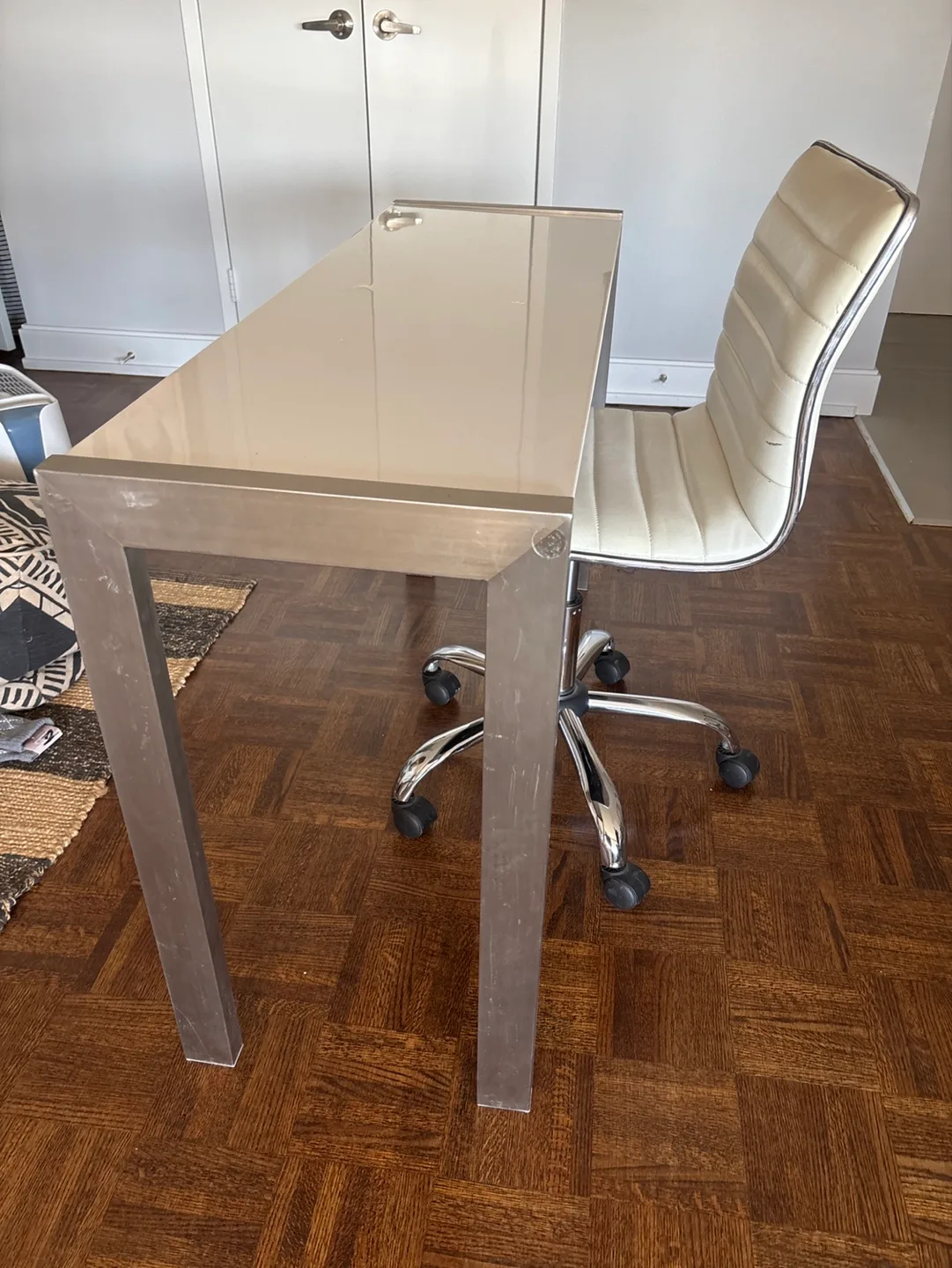 Modern Desk with Metal Frame and chair thumbnail