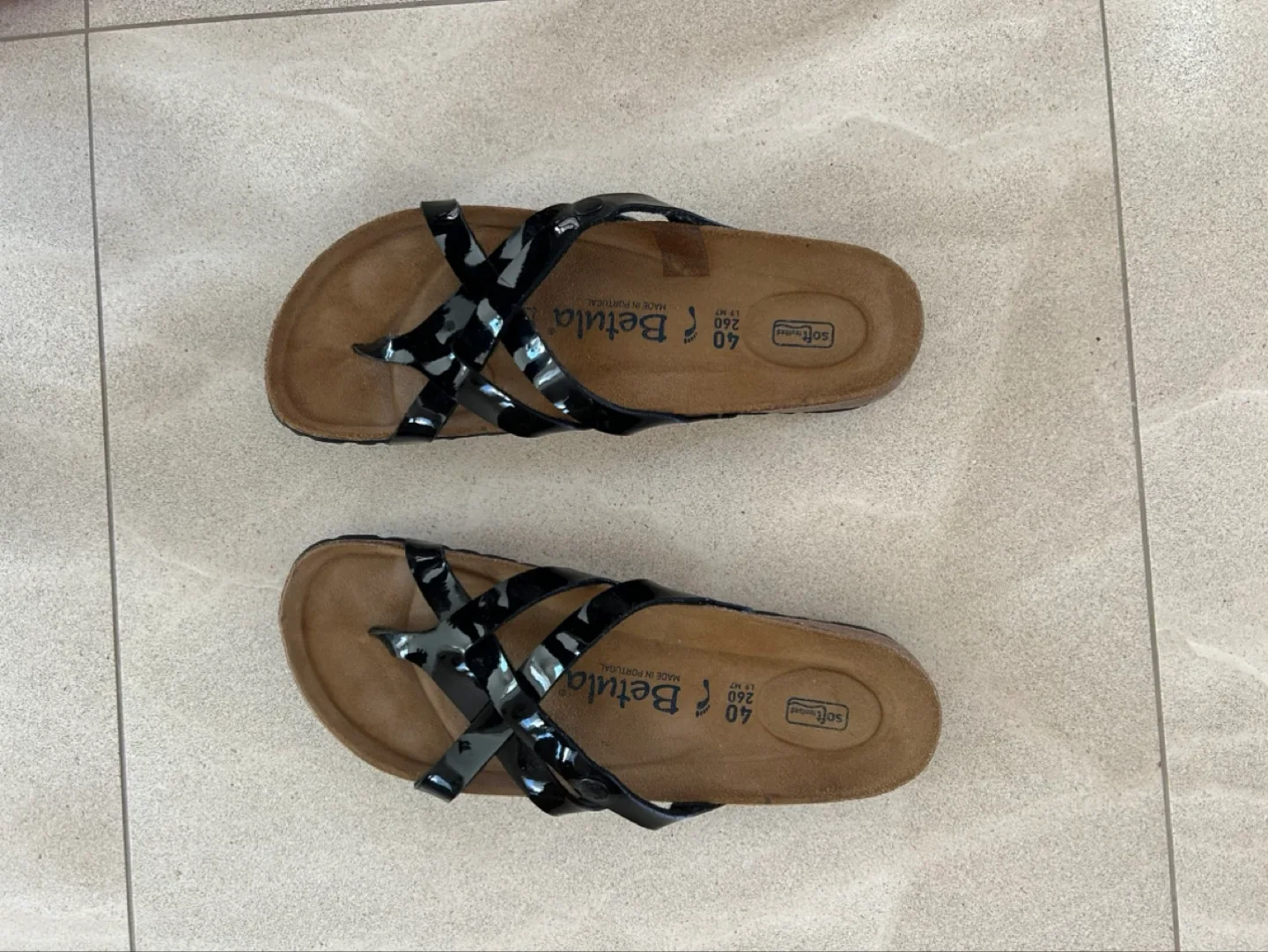 Betula Women's Black Patent Leather Sandals - Size 40 thumbnail